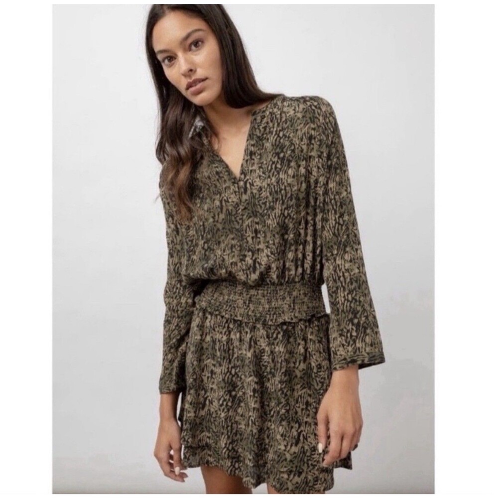 Rails Jasmine Dress Olive Static Green Animal Print Mini Women’s S